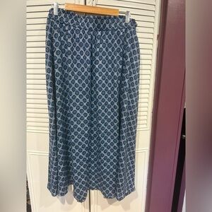 Ann Taylor A-Line Maxi Skirt in White and Blue